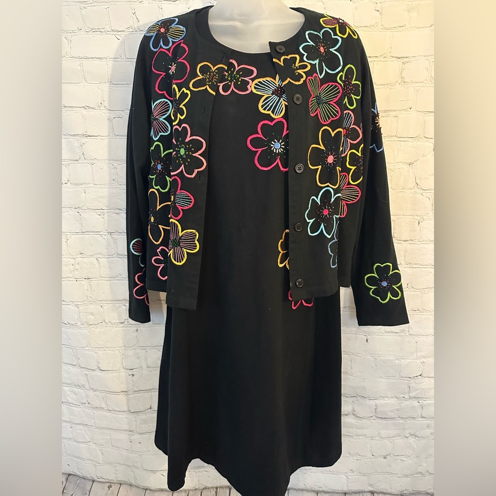 Michael Simon Lite Vintage Embroidered Set with dress and cardigan